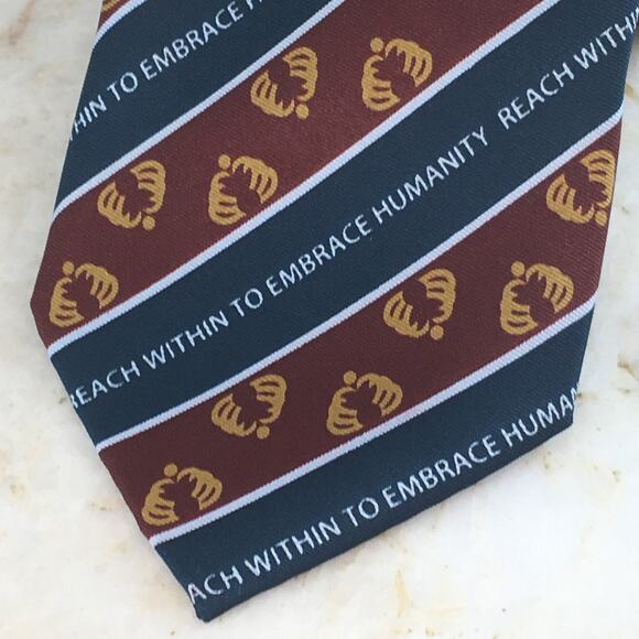 PILLORI " REACH WITHIN TO EMBRACE HUMANITY" NAVY BURGUNDY WHITE TIE - Picture 10 of 13